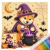 FRANDEK Halloween Dog Cross Stitch Kit 14CT Stamped Embroidery Craft 12"-F
