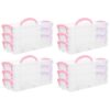 FRCOLOR 4pcs Portable Plastic Pencil Case with Handle and Multiple Compartments, Pp Storage Box for Art Pencils and Markers, Stackable Design for Art Supplies and Office Organization
