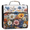 FRCSDIY Beautiful Flowers 3 Ring Binder,Capacity & Multi-Pockets Zipper Binder Bag Organizer with Shoulder Strap & Handle School Office Supplies