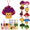FREEBLOSS 10 Set Beginners Cross Stitch Kit Mushroom Cross Stitch Projects Fun Needlework Practice Embroidery Kit with 10 Colors of Flosses Felt Fabric Cloth
