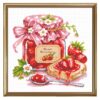 FREEBLOSS 11CT Cross Stitch Kit Stamped Cross Stitch Wall Painting Kit with Stitching Guide for Beginners Strawberry Jam Pattern Embroidery Set Crossstitch Wall Hanging Decor 17.7 * 17.7 inch