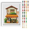 FREEBLOSS 11CT Cross Stitch Kit Stamped Cross Stitch Wall Painting Kit with Stitching Guide for Beginners Japanese Noodle Bar Pattern Embroidery Set Crossstitch Wall Hanging Set 16 * 20 inch