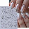 French Nail Stickers for Nail Art 5D Embossed Crystal Nail Art Decals 2Pcs Silvery Heart Luxury Necklace Geometric Design Self-Adhesive Nail Supplies for Women Girls DIY Manicure Nail Decoration