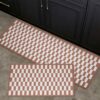 FRESHMINT Vintage Checkerboard Anti-Fatigue Mat Set of 2, Cushioned Foam Comfort Mats for Floor, Waterproof Non Slip Kitchen Rug, Modern Decor, Sink, Terracotta