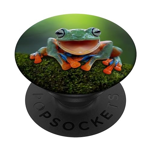 Frog Fun PopSocket: Green Frog Gift PopGrip for Phones & Tablets - Swappable Top, Adhesive Mount, Compatible with Most Cases