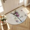 Front Door Mat Indoor Outdoor, Eiffel Tower Half Circle Rug, Non-Slip Doormats for Entryway, Vintage Purple Roses Butterfles Flowers Low Profile Washable Rugs for Bathroom, Kitchen 16x24 Inch