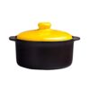 FRTHLK Soup Pot - Nonstick Stock with Lid, black Mineral Clay Material