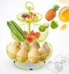 Fruit Bowls Metal Wire Fruit Basket 3 Tier Fruit Plate Counter Top Metal Snacks Fruit Basket Tray Stand Storage Basket with Portable Handle for Living Room Coffee Table Dining Table Silver (Silver)