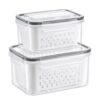 Fruit Storage Containers with Removable Colander, Berry Keeper for Fridge