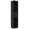fsahslih Book Cabinet Black Engineered Wood 6-Tier Storage Shelves with Drawers Modern Tall Bookcase for Living Room Bedroom Office Minimalist Display Rack 11.8 x 14.2 x 67.3 in