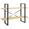 fsahslih Industrial Book Cabinet with 2 Shelves, Untreated Pine Wood and Metal Frame Bookshelf, Rustic Display Storage Rack for Home Office and Living Room, 39.4 x 11.8 x 27.6 Inches