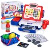 FS Toy Cash Register for Kids with Scanner, Play Money, Credit Card, Shopping Basket, Pretend Play Toys for 3-5-7 Years Old Boys and Girls Preschool Learning Toy Play Set