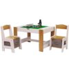 FUCIHOMA Kids 2-in-1 Play Table and Chairs Set, LEGO Compatible, White