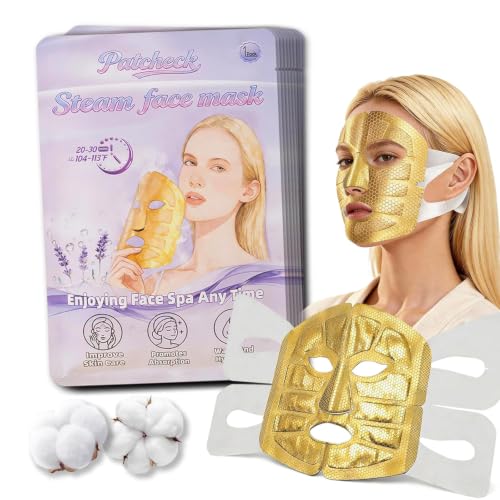 Full Face Steam Mask, Disposable Self-Heating Facial Warm Compress, Gentle Cotton Mask for Deep Pore Cleansing & Skincare Absorption, Portable for Travel and Relaxation, Gifts for Women (5 Pack) ZZ