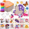 Fullhawl 24 Sets Day of the Dead Puzzles Color Your Own Puzzles Dia De Los Muertos DIY Jigsaw Crafts with Stackable Crayons and Bags for Cultural Celebration Learning Education Toys Gifts Prizes Party