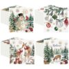 Fulmoon 200 Pcs Christmas Cocktail Paper Napkins Disposable 2 Ply Snowman Elk Beverage Napkins Decoupage Xmas Tree Towel for Christmas Dinner Table Party Supplies