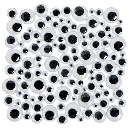 Fun Express Black Plastic Googly Eyes 6mm - 13mm for Crafts, Kids' Projects, and Fun Home Activities - Wiggle Eyes for Creative Projects - 500 Pieces