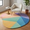 Fun Irregular Shaped Area Rug 8ft Colorful Geometric Patchwork Nursery Rug