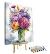 Fun Jigsaw Puzzle 500 Pieces for Adults Bouquet of Violet Flowers Paint by Numbers with Paintbrushes and Acrylic Pigment, Watercolor Flowers Paint 20.5 x 15 in