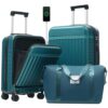 FunMay Front Opening Luggage Set 3 Piece, Hardside Carry on Suitcase with USB Port, Expandable Luggage with Handle Bag Spinner Wheels TSA Lock