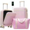 FunMay Front Opening Luggage Set 3 Piece, Hardside Carry on Suitcase with USB Port, Expandable Luggage with Handle Bag Spinner Wheels TSA Lock