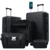 FunMay Hardside Luggage Set 5 Piece with Bags,20IN Half-opening Carry on Luggage with USB Port, Expandable 24IN 28IN Luggage with Double Spinner Wheels TSA Lock