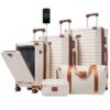FunMay Luggage Sets 5 Piece with Front Opening, Hardside Expandable Carry on Suitcase with Spinner Wheels TSA Lock USB Port Cup Holder Duffel Bag and Toiletry Bag