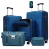 FunMay Luggage Sets 5 Piece with Half-opening, Hardside Carry On Suitcase Set with Double Spinner Wheel, Lightweight Travel Luggage with USB Port,TSA Locks