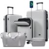 FunMay Luggage Sets 5 Piece with Half-opening, Hardside Carry On Suitcase Set with Double Spinner Wheel, Lightweight Travel Luggage with USB Port,TSA Locks