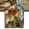 Funny Animals Cotton Linen Table Runner for Dining Kitchen, Farmhouse Barn Horse Cow Country Wedding Outdoor Party Tablerunners Decoration, Dresser Scarf Coffee Tablecloth Runners 13x108 Inches
