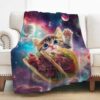 Funny Cat Blanket 50"x60" Food Taco Kawaii Cute Kitty Animal Galaxy Space Throw Blankets, Lightweight Soft Cozy Flannel Blanket Christmas Birthday Gifts for Kids Couch Sofa Bed Stuff Bedroom Decor