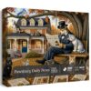 Funny Cats and Dogs Puzzle for Adults 1000 Pieces，Fall Scene with Vintage House Jigsaw Puzzle，Colorful Challenging Art Puzzles