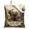 Funny Forest Animal Quote Animals Illustrative Canvas Tote Bag 13x15 Inch
