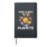 Funny Science Just A Boy Who Loves Planets Solar Systems Hardcover Journal, Black