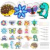 FUNZBO 20 pcs Pegboards for 5mm Fuse Beads Project- Animal Shape Pegboards for Arts and Crafts with Keychains, Hang Ropes and Tweezers, Gifts for Boys and Girls (Beads Not Included)