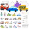 FUNZBO 20 pcs Pegboards for 5mm Fuse Beads Project - Vehicle Theme Include Fire Truck and Police Car for Arts and Crafts with Keychains, Hang Ropes and Tweezers, Gifts for Kids (Beads Not Included)