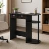 Furevol 31.5 Wide Gaming Desk with 2 Side Shelves and Storage Bins, Computer Desk, Office Desk for Home Office, Study Room, Dorm, Bedroom, Espresso