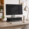 Furevol Monitor Stand Riser, Monitor Riser with Bin Drawers, Laptop Stand for Desk, Office Desk Accessories, Desk Organizers and Accessories, French Oak