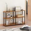 Furinno Turn-N-Tube Toolless Assembly Storage Shelves, 3-Tier 47.4 Inch Book Shelf, Corner Shelf, for Organization and Storage, Living Room, Home Office, Light Cherry Oak