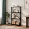 Furinno Turn-N-Tube Toolless Assembly Storage Shelves, 4-Tier Black Book Shelf, Open Storage Bookshelf, for Organization and Storage, Living Room, Home Office, Bedroom, Black Espresso
