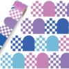 Fuutreo 32.8ft Purple Blue Checkered Bulletin Board Border Classroom Decor