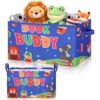 Fuutreo Reading Corner Decor Book Buddy Basket 15 x 10.2 x 10 Inch Collapsible Book Storage Basket Rectangle Clothes Organizer Bin for Nursery Kindergarten Daycare Reading Accessories Bookworm Gift