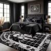 FUYEU 4x6 Gothic Skull Area Rug White Spooky Cathedral Window Bedroom Rug