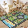FUYEUN Road Map Rug 5X7, Washable Kids Room Rug for Kids Room