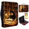 FUYOCWE Bible Cover for Men Women (Large,Library Bookworm Black Cat)