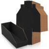 Fuyoooo 30 Pack 12 x 4 x 4. 5 Inches Cardboard Storage Bins Open Top Bin Boxes Black Corrugated Shelf Organizer Bins for Pantry, Parts, Garage, Snacks, Bottles, Cans or Warehouse Home Cubby