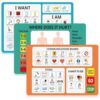 Fuyoooo 3 Pcs Communication Boards for Non Verbal Adults 11.81 x 8.27 Inches Colorful Picture Symbol Communication Cards Speech Therapy Tools for Autism Aphasia Stroke Patients Hospital Care Home Use