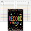 Fuyoooo Teacher Record Book Teacher Grade Books 2026-2027 Spiral Bound Record Planner 2026 Class Grade Book Office Favors for Classroom Attendance Decoration Double Sided(Black, Confetti)