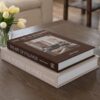 Fveuc 2-Pack Linen Book Boxes with Hidden Storage (Brown-Flax-V4)
