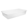 FXTGBSE 41L Medium Under Bed Storage Bin, Clear Plastic Low Profile Organizer Tote with White Snap-On Lid, Stackable Lidded Container for Seasonal Bedding Clothes Bedroom Storage